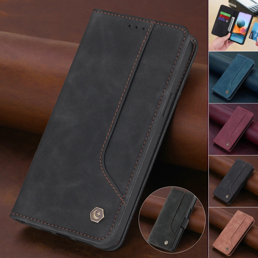 Leather Magnetic Flip Wallet Case For Samsung