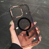 Luxury Magnetic Glitter Transparent Frame Phone Case For iPhone