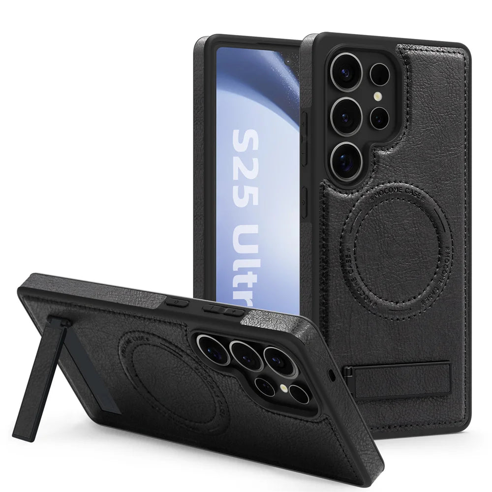 Stand Leather Bracket Magsafe Case for Samsung