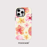 Luxury Magnetic 2 in 1 Flower Pattern Shockproof Case For iPhone
