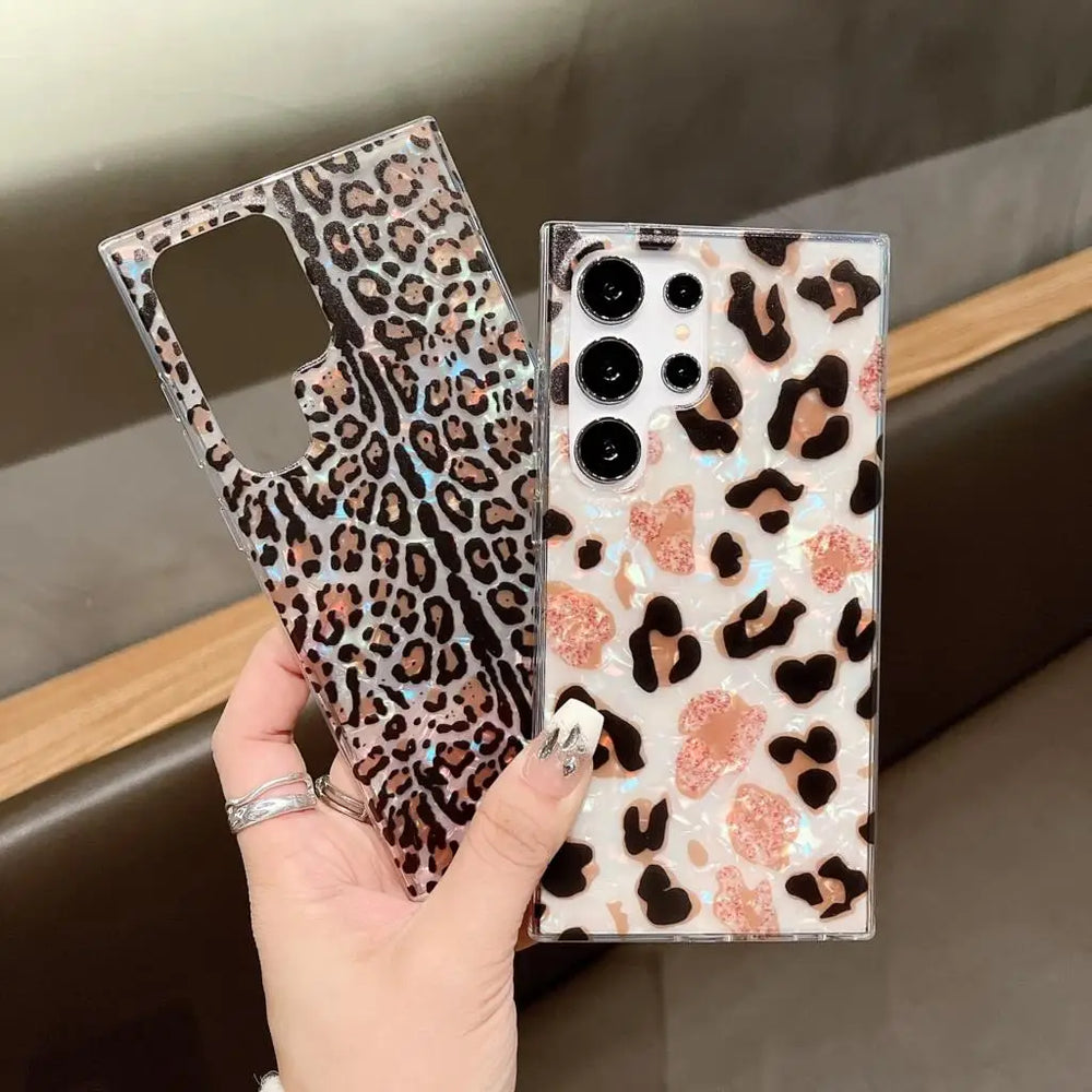 Vintage Glitter Leopard Print Phone Case For Samsung