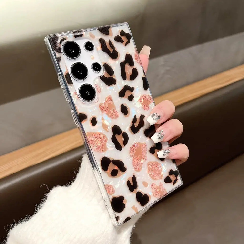 Vintage Glitter Leopard Print Phone Case For Samsung