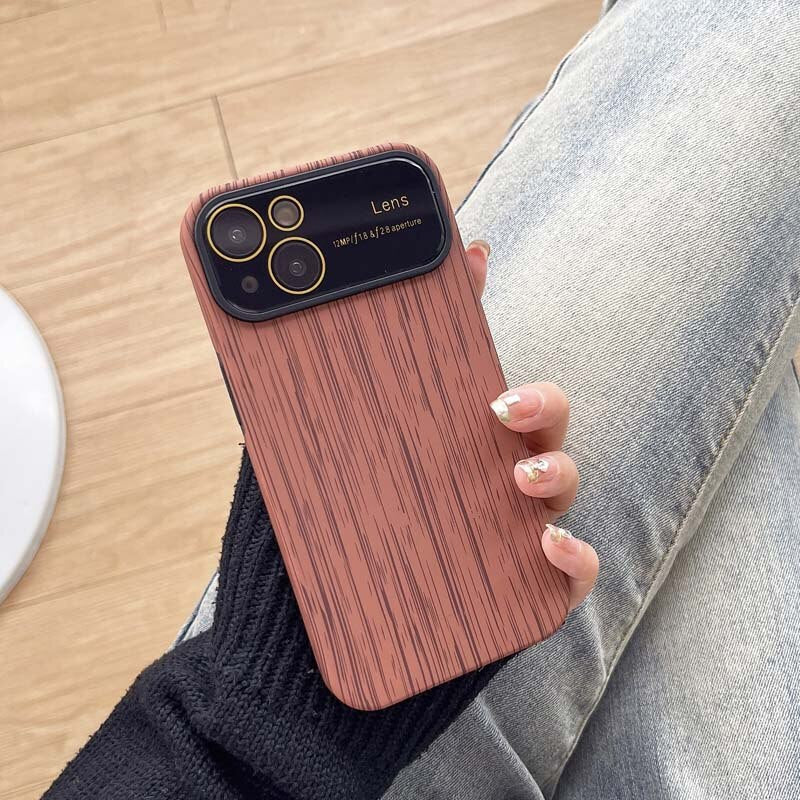 Wood Lens Protector Shockproof Case For iPhone