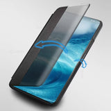 Leather Flip Clear Windows Protective Cover Phone Case For Galaxy