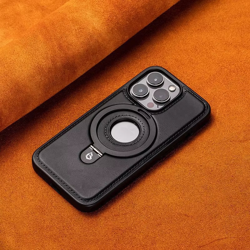 Luxury Magnetic Stand Ring PU Leather Phone Case For iPhone