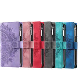 Embossed PU Leather Zipper Wallet Case for iPhone