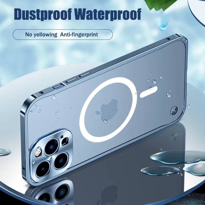 Magsafe Magnetic Metal Aluminum Alloy Translucent Case For iPhone