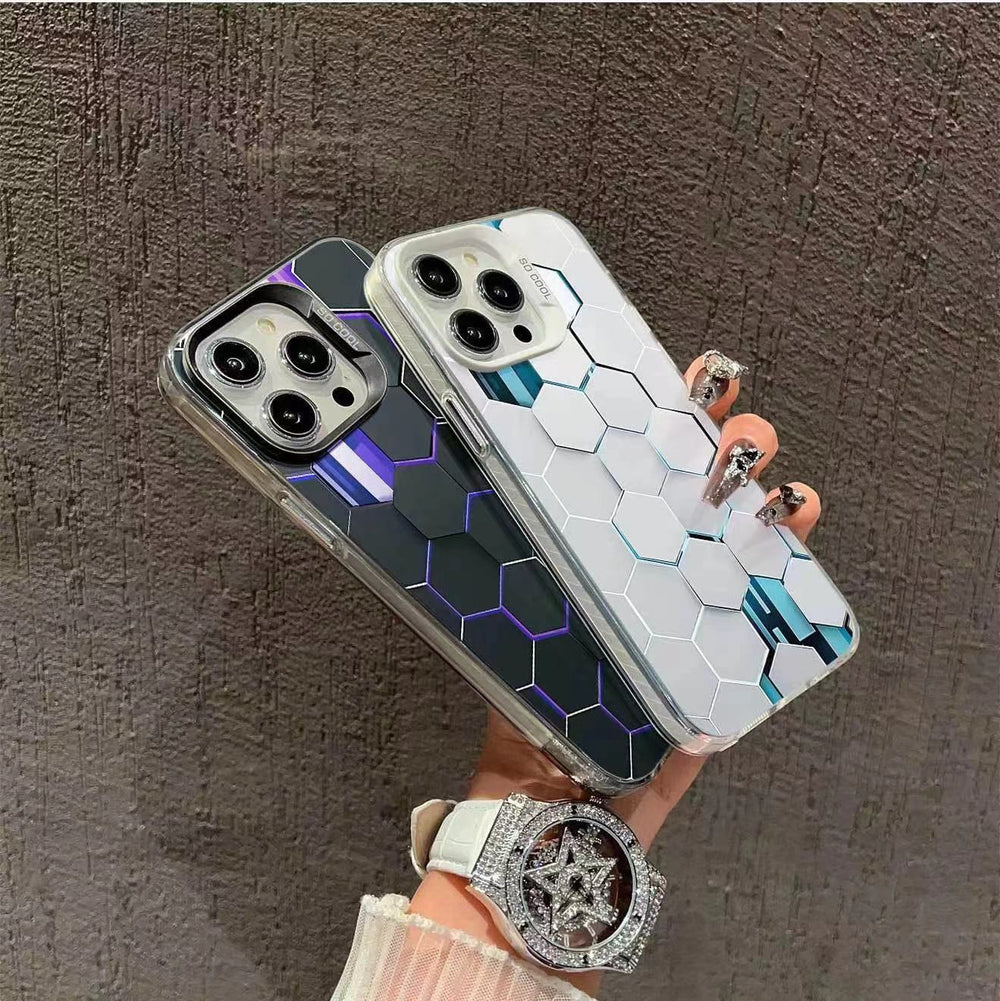 Luxury Honeycomb Cube Cyberpunk Case For iPhone