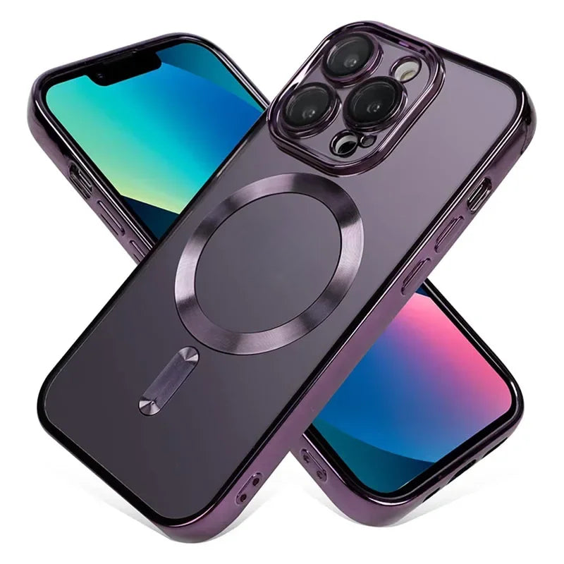 Clear Plating Lens Protection Wireless Charging Case For iphone