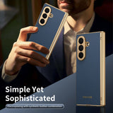 Full Cover Leather Case With Screen Tempered Glass for Samsung