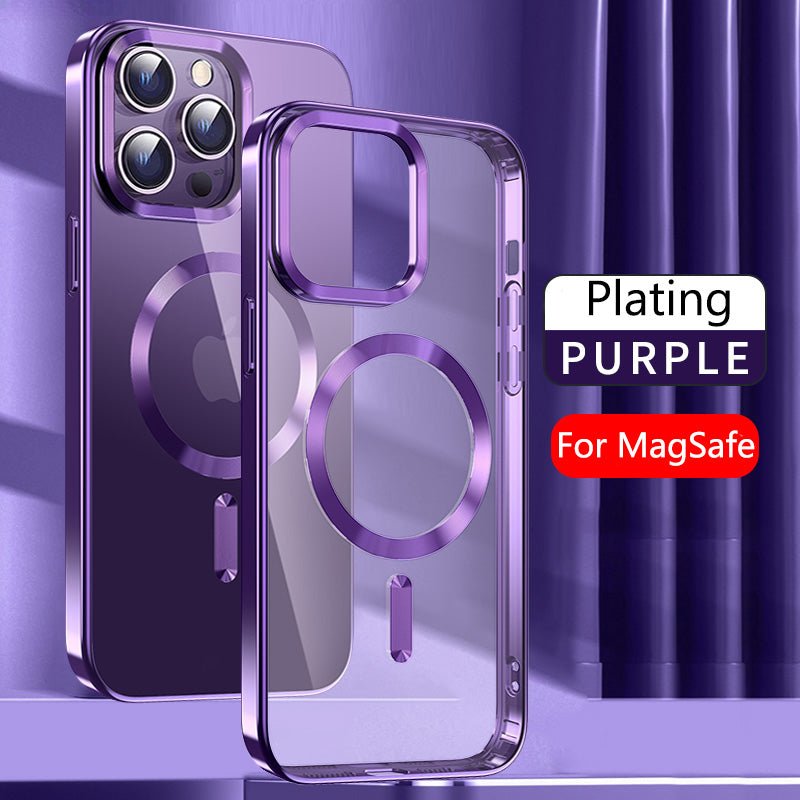 Transparent Square Plating Magnetic Case for iPhone