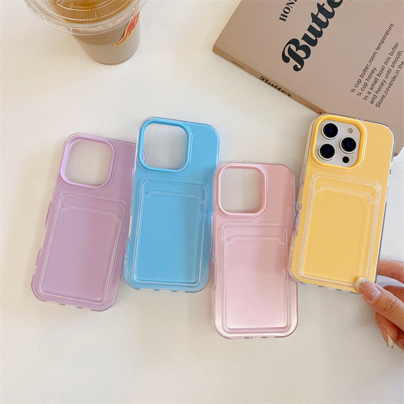 Luxury 2in1 Card Bag Candy Phone Case For iPhone