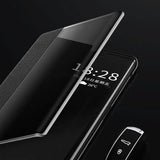 Leather Flip Clear Windows Protective Cover Phone Case For Galaxy
