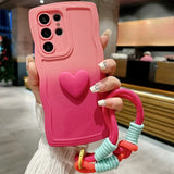 Love Heart Gradient Wrist Strap Case For Samsung Galaxy