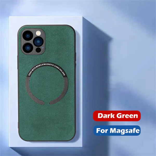 Luxury Suede Leather For Magsafe Magnetic Case For iPhone