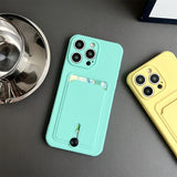 Push Card Bag Slot Holder Wallet silicone Phone Case For iPhone