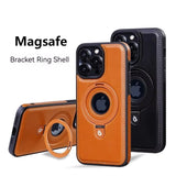 Luxury Magnetic Stand Ring PU Leather Phone Case For iPhone