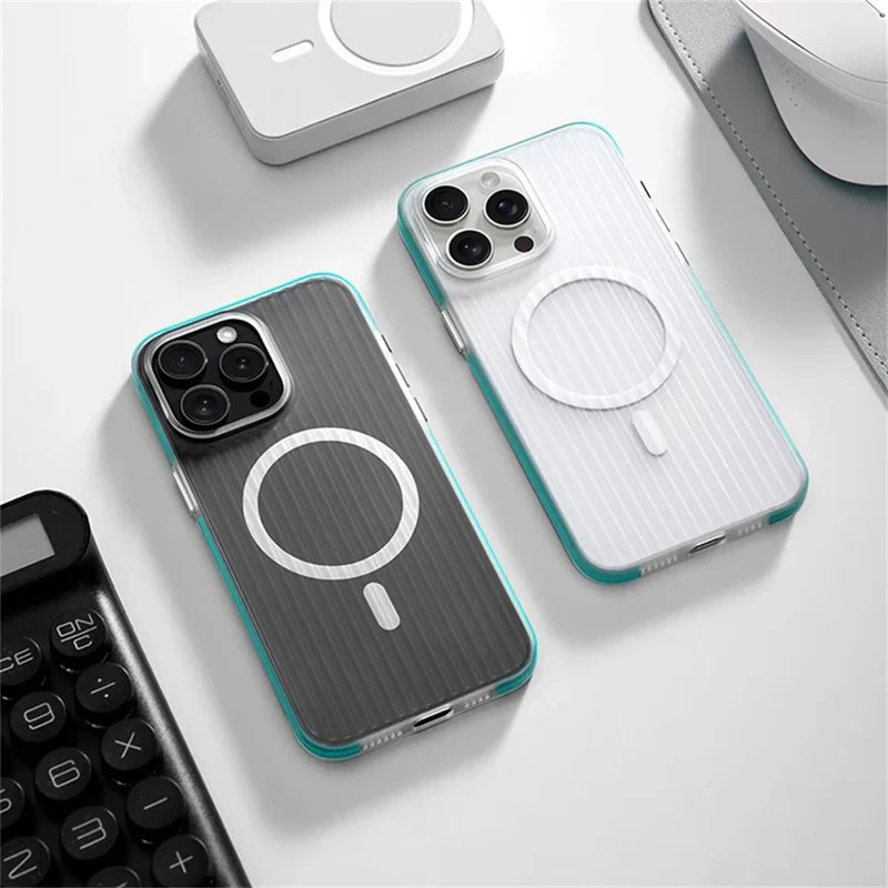 Corrugated Pattern Non-slip Bumper Hard PC Matte Case For iPhone