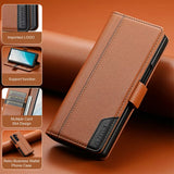 Luxury Leather Wallet Magnetic Armor Case for Samsung