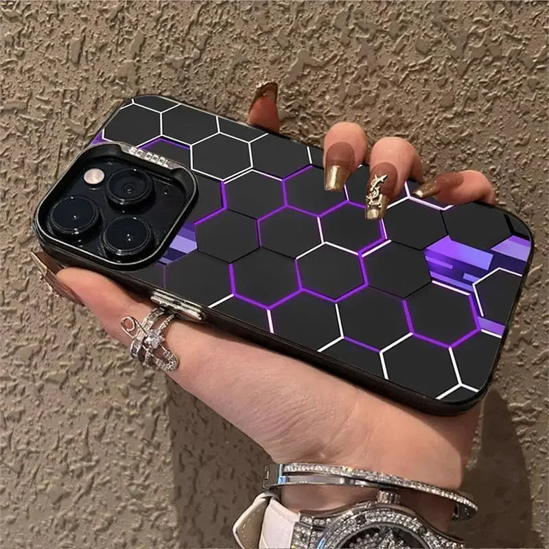 Luxury Honeycomb Cube Cyberpunk Case For iPhone