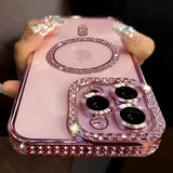 New Fashion Glitter Diamond Transparent Magnetic Case For iPhone