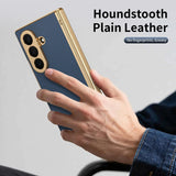 Full Cover Leather Case With Screen Tempered Glass for Samsung