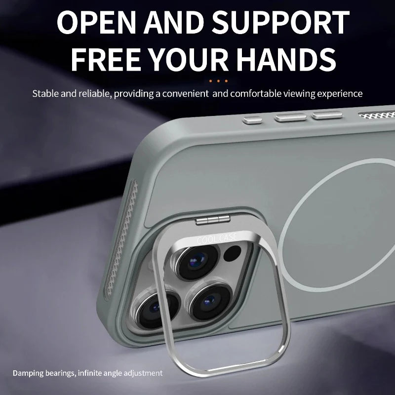 Magnetic Camera Stand Phone Case For iPhone