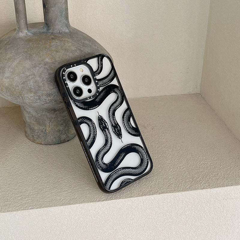 Full Screen Dragon Totem Black Snake Shockproof Case For iPhone