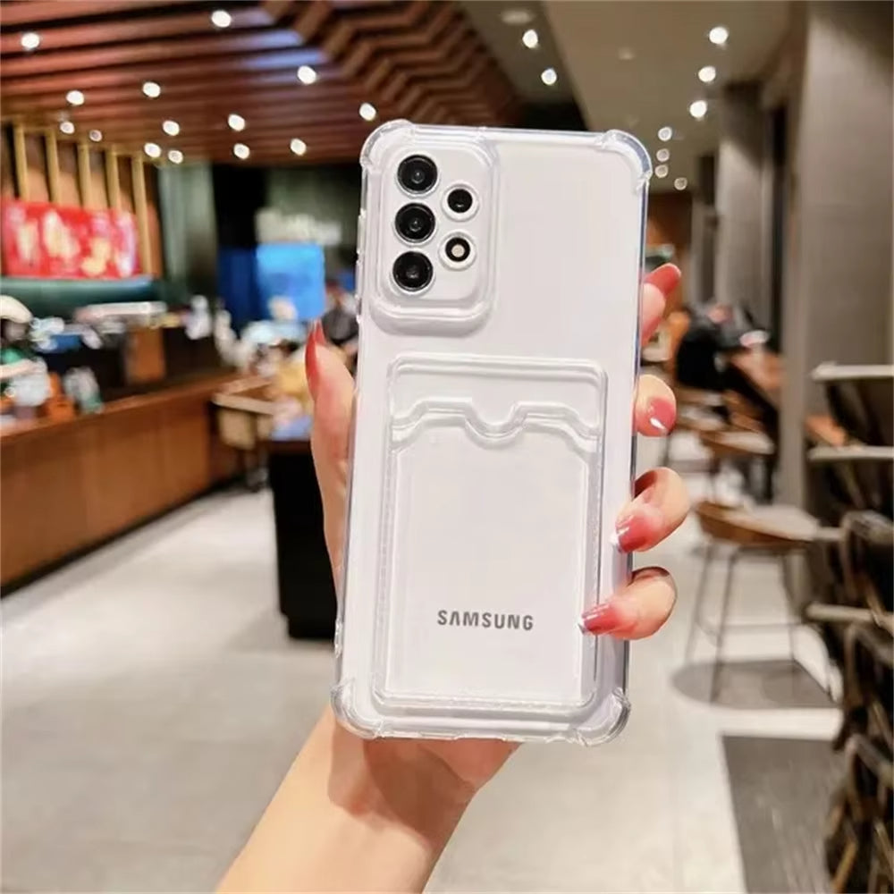 Card Bag Wallet Clear Phone Case For Samsung Galaxy