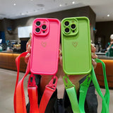 Luxury Crossbody Lanyard Cord Rope Cute Love Heart Soft Case For iPhone