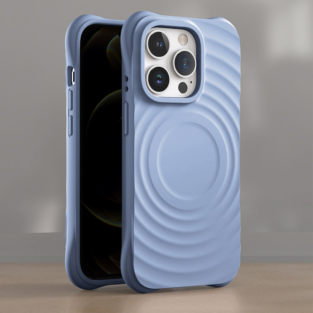 Liquid Silicone Wave Pattern Magsafe Phone Case For iPhone
