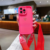 Luxury Crossbody Lanyard Cord Rope Cute Love Heart Soft Case For iPhone
