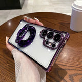 Luxury Magnetic Plating Stand Shockproof Clear Case For Samsung