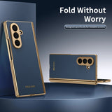 Full Cover Leather Case With Screen Tempered Glass for Samsung