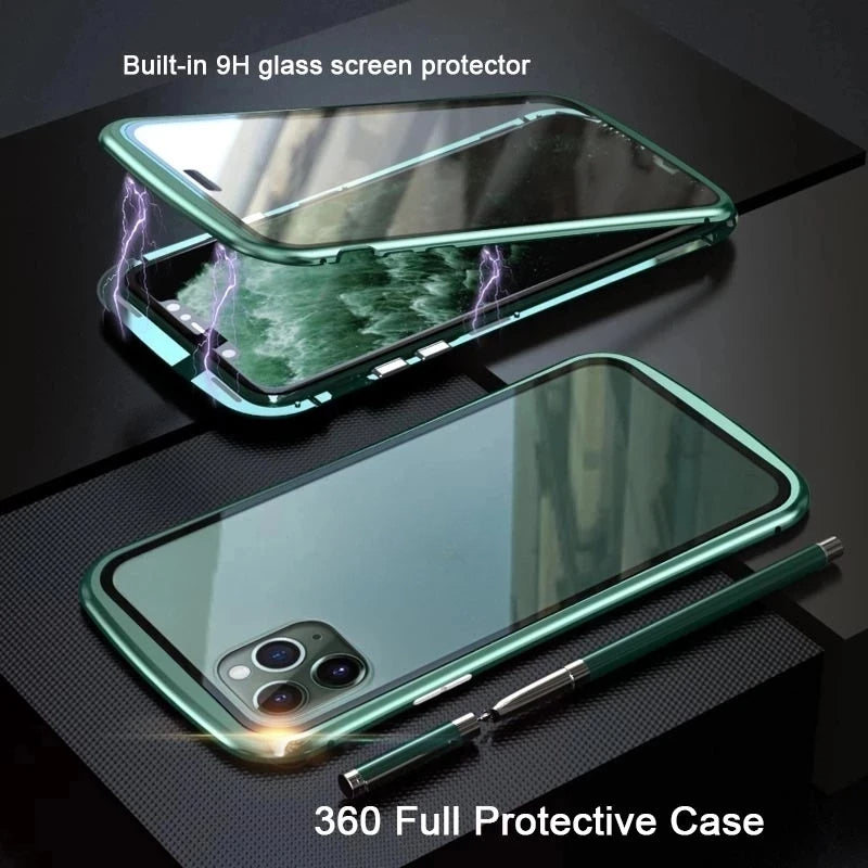 Double-Sided Glass 360°Full Protection Metal Case For IPhone