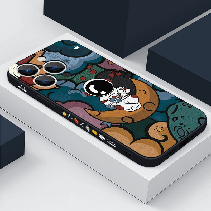 Glass Cute Space Astronaut Case For iPhone