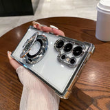 Luxury Magnetic Plating Stand Shockproof Clear Case For Samsung