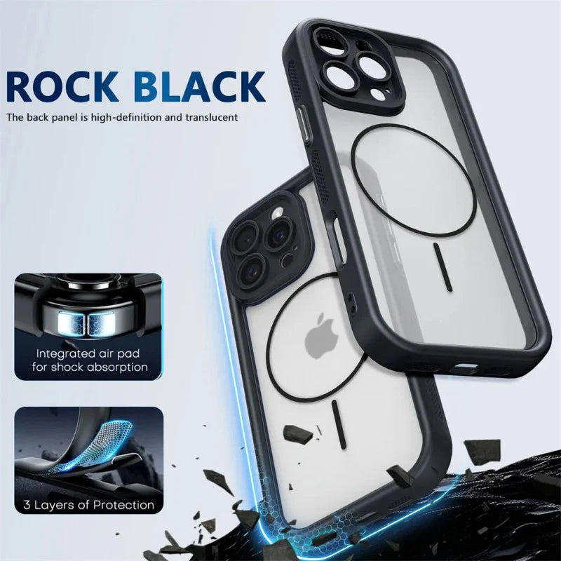 Cooling Frame Magnetic Clear Phone Case For iPhone