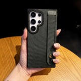 Tech Fabric Magnetic Wrist Strap Kickstand Case for Samsung