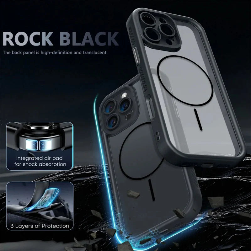 Cooling Frame Magnetic Clear Phone Case For iPhone