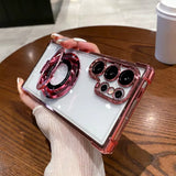 Luxury Magnetic Plating Stand Shockproof Clear Case For Samsung