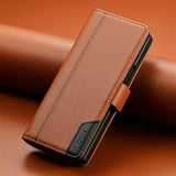 Luxury Leather Wallet Magnetic Armor Case for Samsung