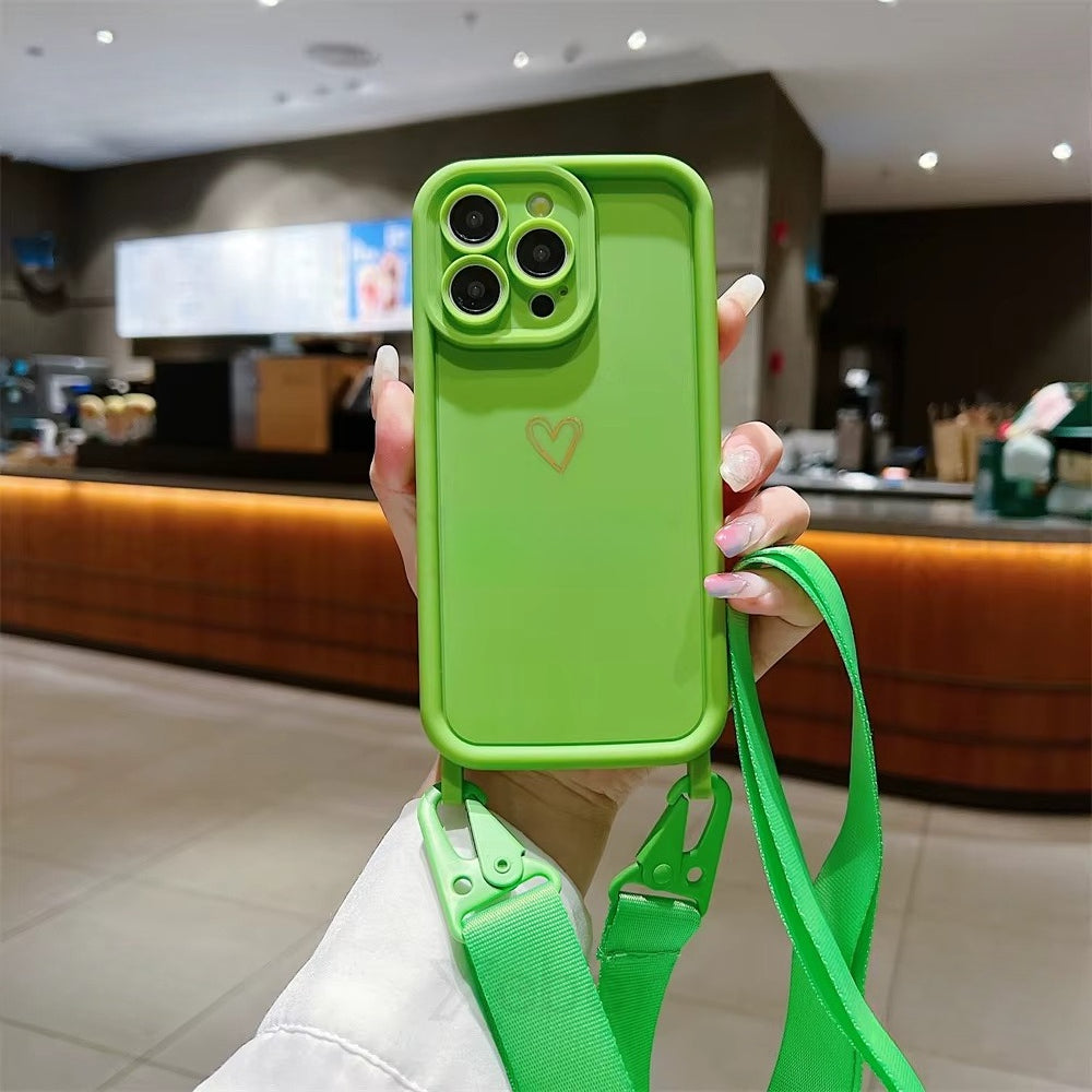 Luxury Crossbody Lanyard Cord Rope Cute Love Heart Soft Case For iPhone