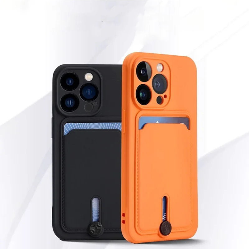 Push Card Bag Slot Holder Wallet silicone Phone Case For iPhone