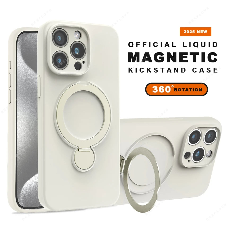 Liquid Silicone Magnetic Stand Phone Case For iPhone