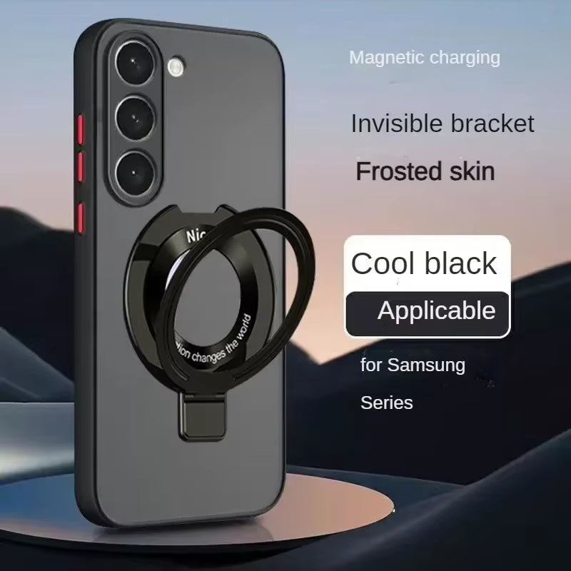 Magnetic holder Matte Translucent Shockproof Case For Samsung
