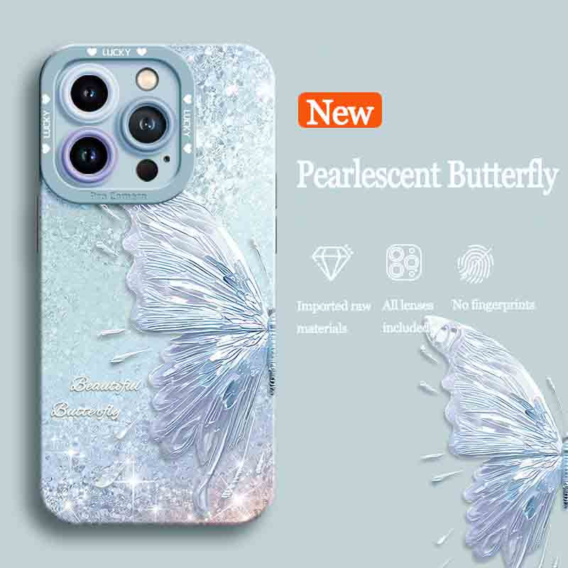 Pearlescent Butterfly Silicone Phone Case For iPhone