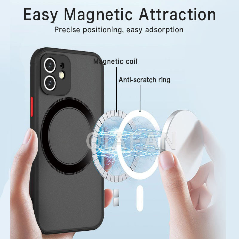 Magnetic Matte Shockproof Case For iPhone