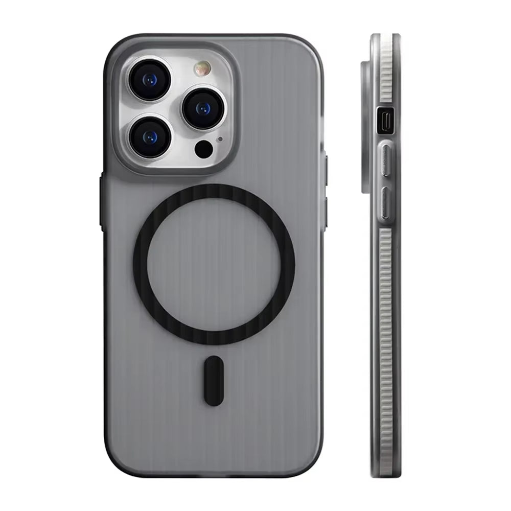 Corrugated Pattern Non-slip Bumper Hard PC Matte Case For iPhone