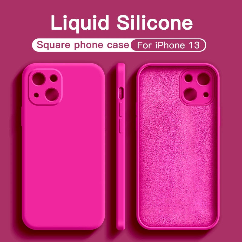 Original Square Liquid Silicone Case For iPhone